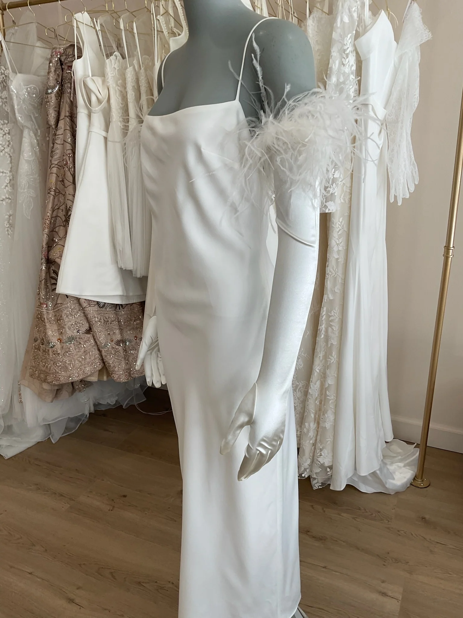 Cornelia James - Ariadne Satin Ostrich Feather Gloves (8) - Image 3