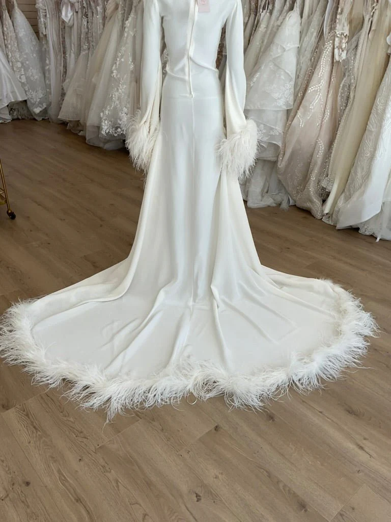 Ivan Young - Ostrich Feather Trim Hi-Low Gown (XS) - Image 6
