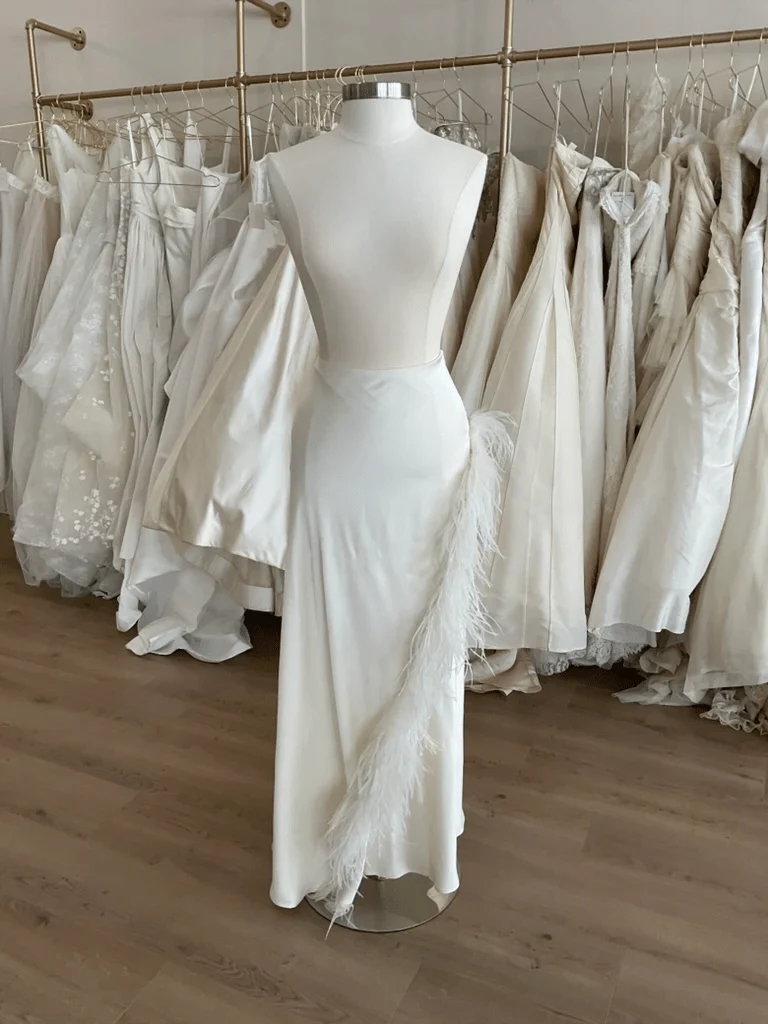 LAPOINTE - Satin Asymmetric Skirt With Feathers (18) - Image 6